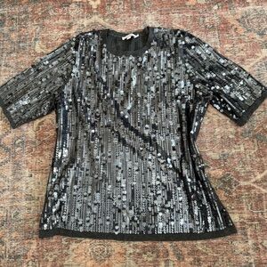 Sequin Embellished Black sweater Chicos sz 2